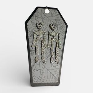 Crystal Skeleton Dangle Silver Hardware Earrings Women’s BRAND NEW Jewelry